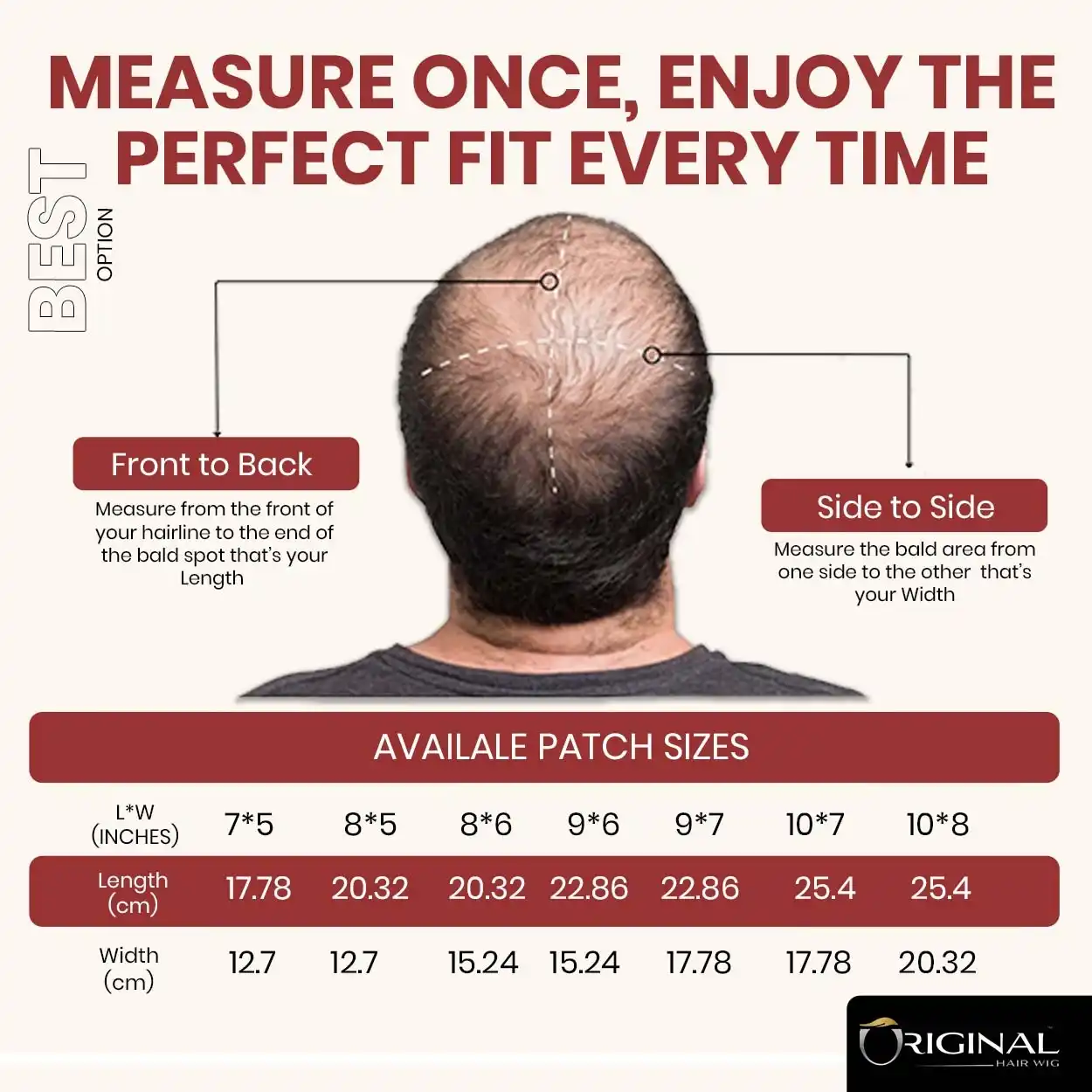 Golden Front Lace Hair Patch Top View Base Design Size Guide Image